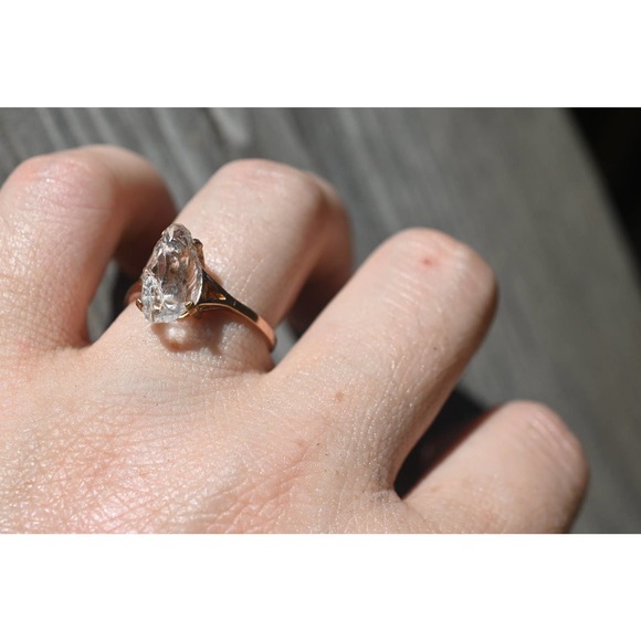 14k Rose Gold Ring Raw Stone Ring Rough Diamond Ring Wedding Band Unique - Picture 2 of 3